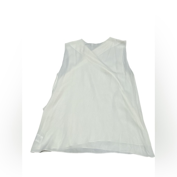Theory Wrap-effect Draped Silk Crepe de Chine Top Sleeveless Blouse - Picture 2 of 6